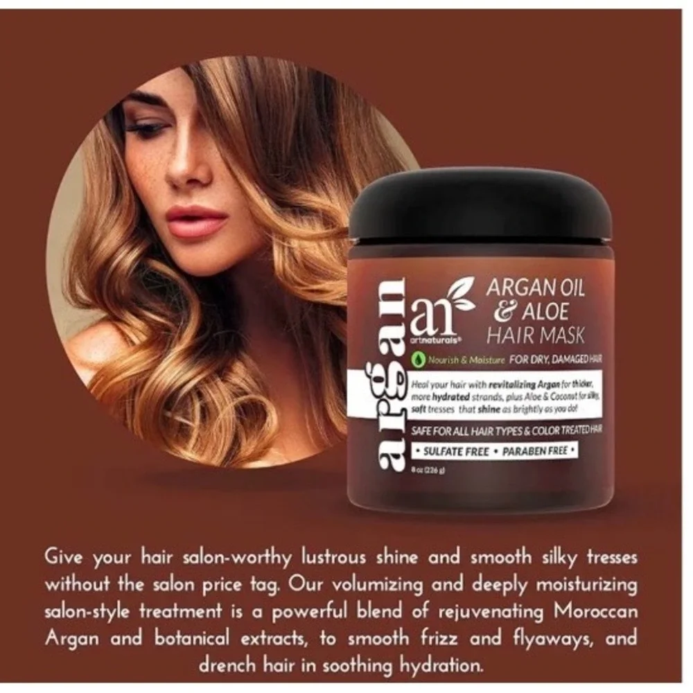NEW ArtNaturals Argan Oil Aloe Hair Mask 8oz Deep Conditioning Repair Treatment